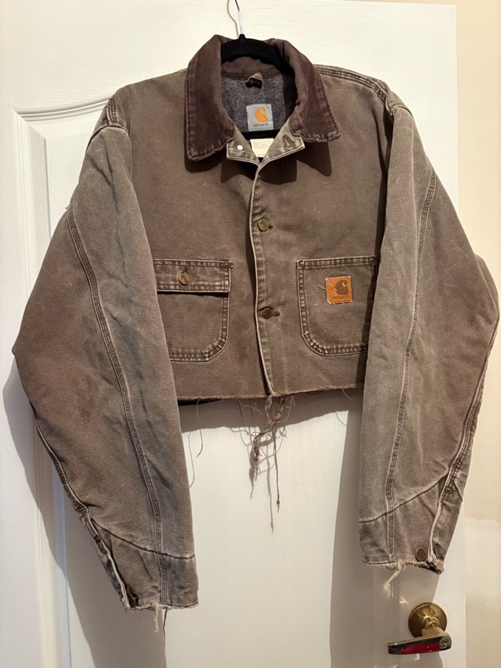 Carhartt Brown Distressed Cropped Canvas Jacket